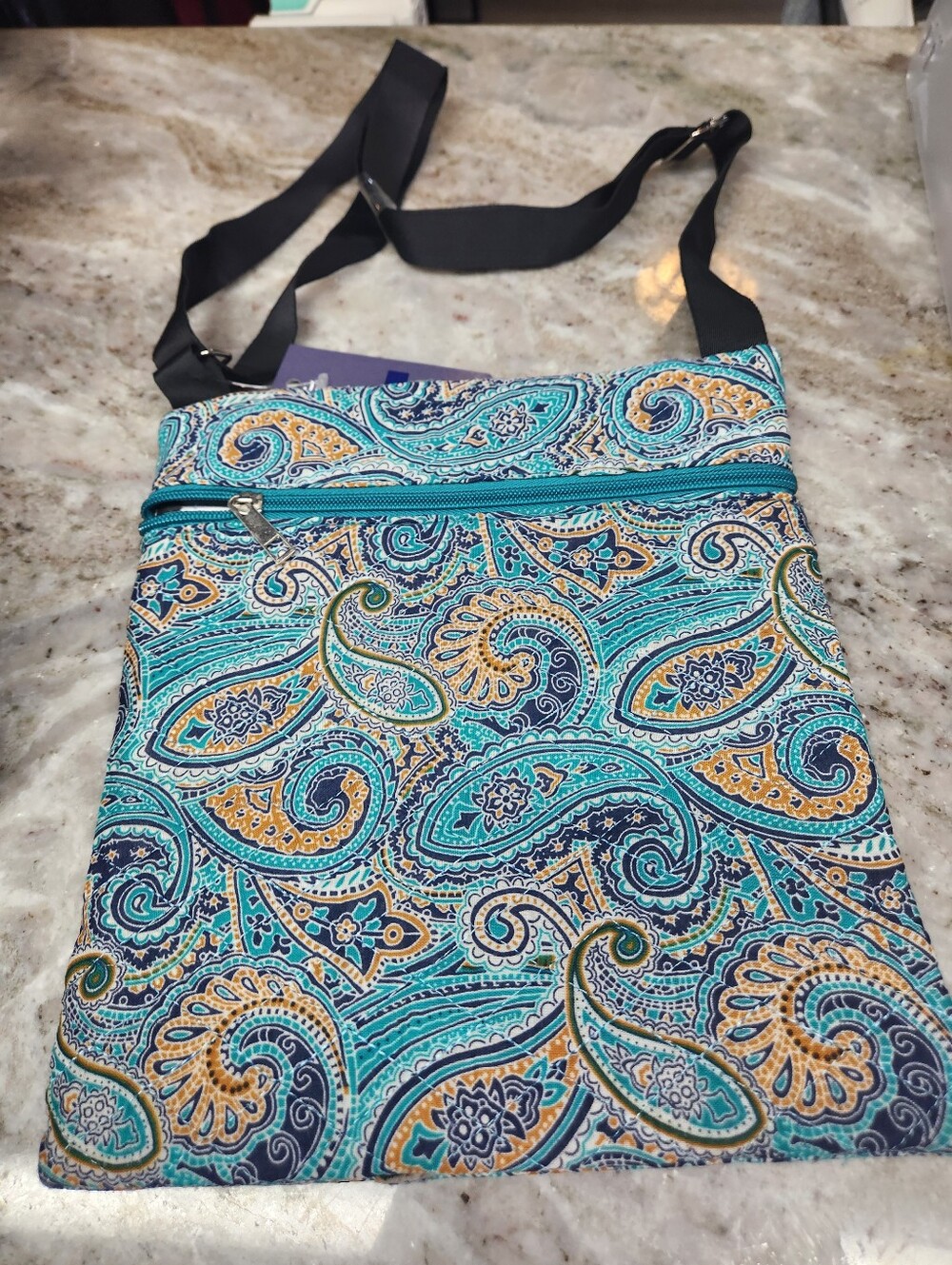 Women's Turquoise Paisley Crossbody Bag - Lightweight Everyday Shoulder Bag